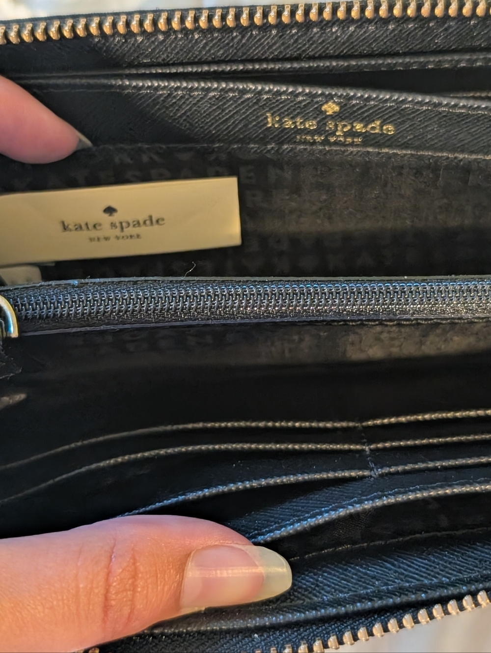 kate spade black beaded zip-around wallet - Picture 6 of 7